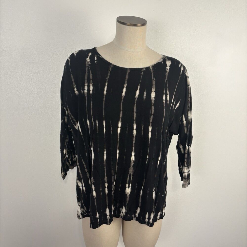 Cherith Brook Designs Womens One Size Black Tie Dye Stretchy Top Comfy Rayon